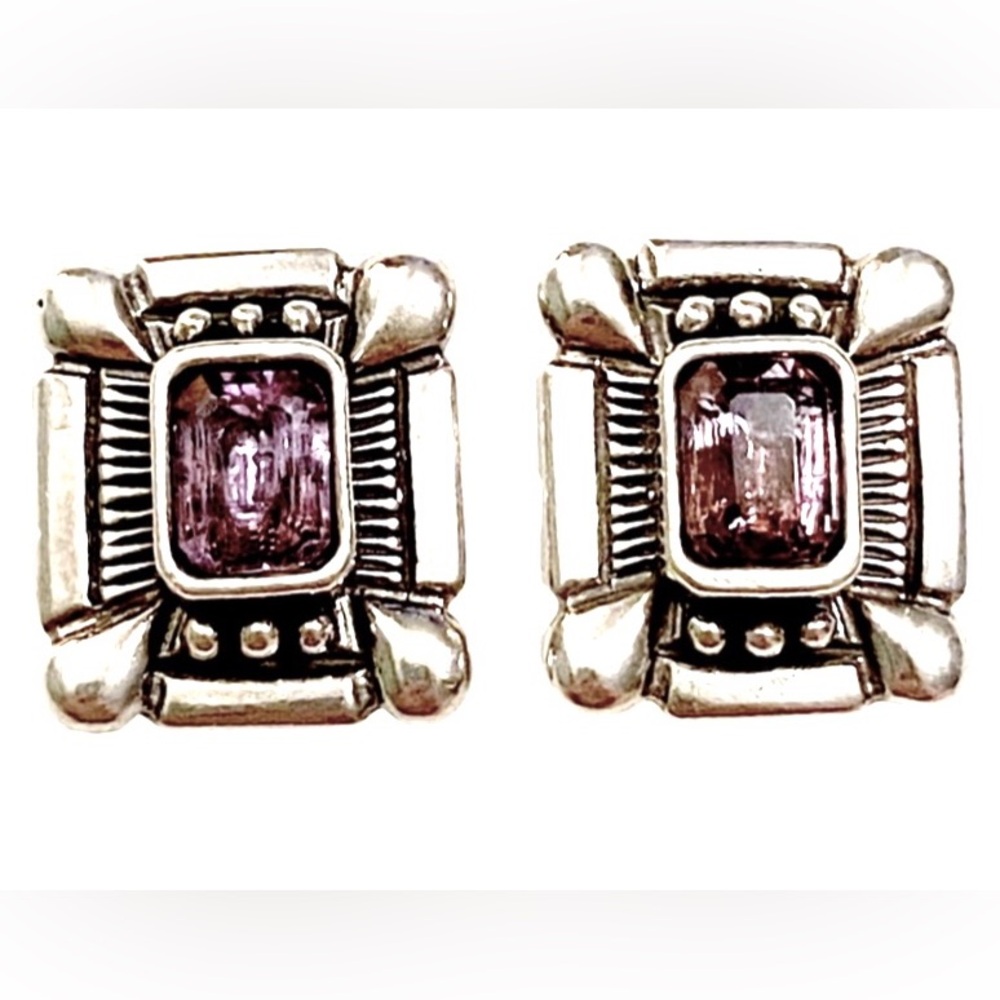 Amethyst Sterling Silver Earrings Vintage 925